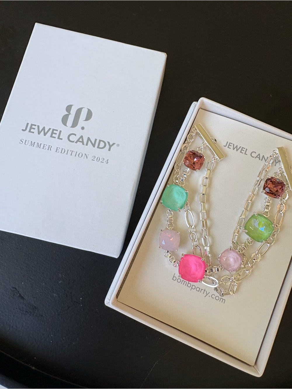 BP Retro Jewel Candy Summer Edition Multi-Gemlink Necklace in Pink & Mint